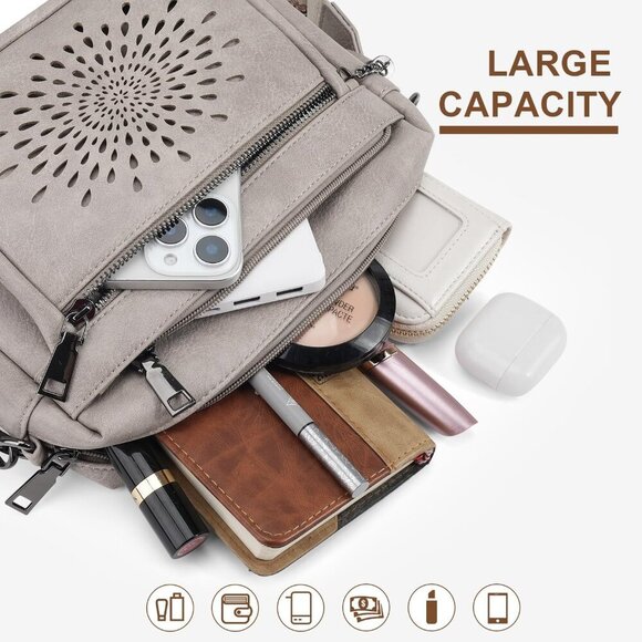 Crossbody Purse for Women，Small Crossbody Bags Trendy Vegan Leather Shoulder bag - Picture 3 of 6